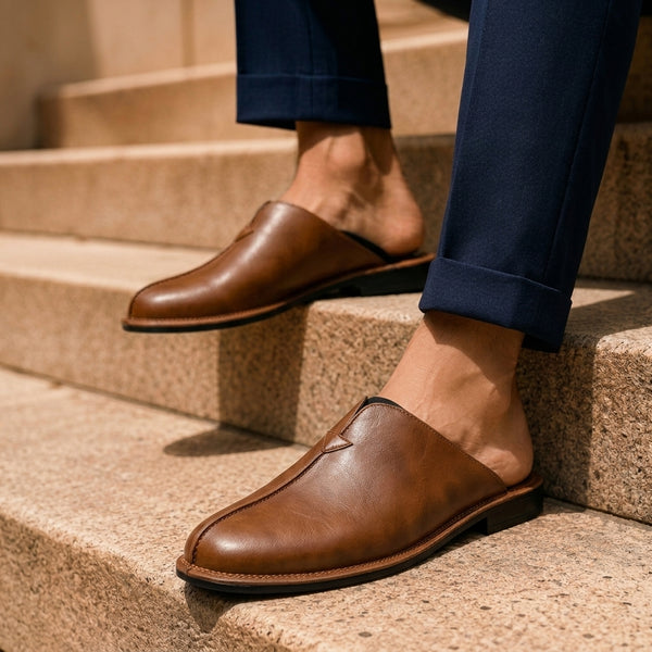 Hamilton Men's Leather Backless Mules
