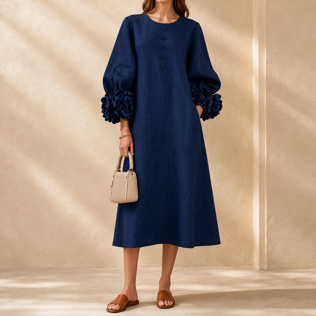 Della Flower Sleeve Midi Dress
