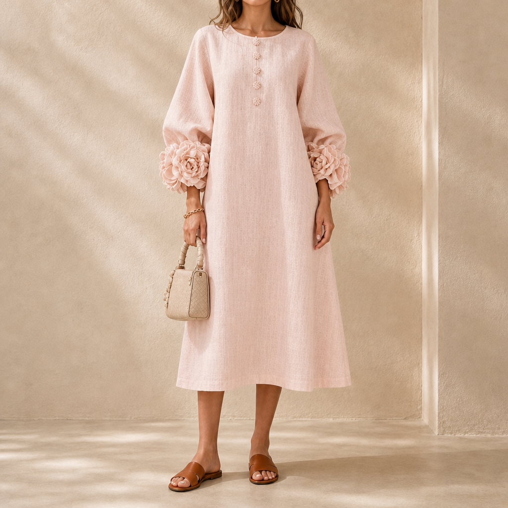 Della Flower Sleeve Midi Dress