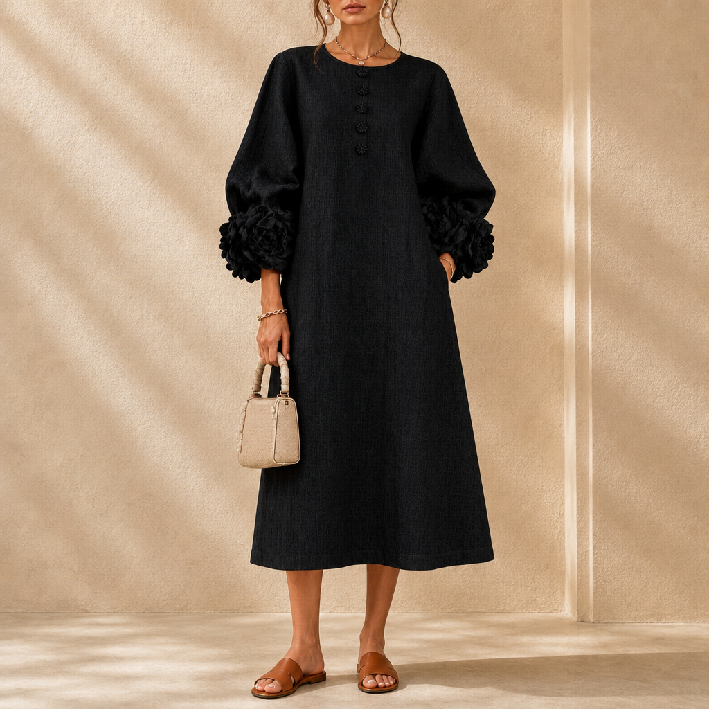 Della Flower Sleeve Midi Dress