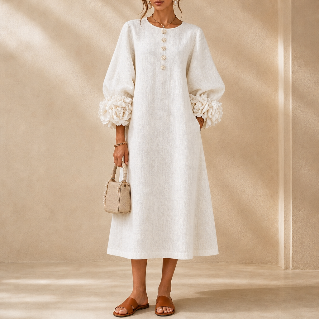 Della Flower Sleeve Midi Dress