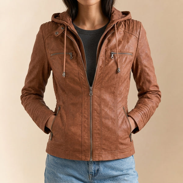 Estelle Hooded Leather Jacket