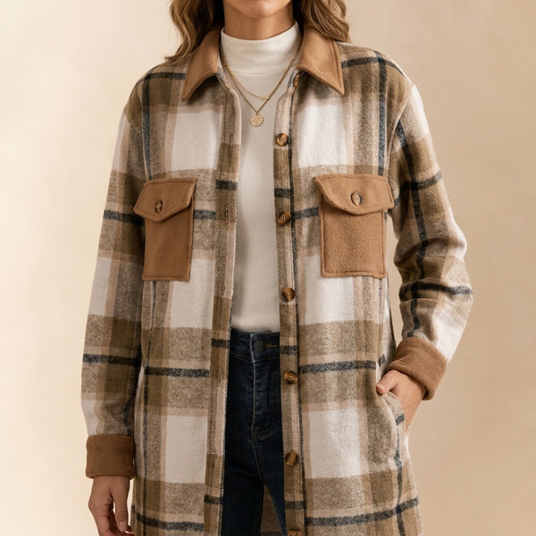 Evangeline Longline Plaid Coat