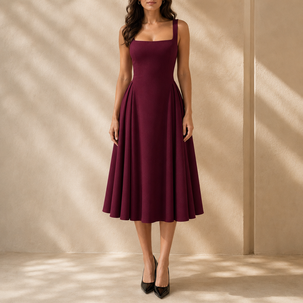 Eliza Square Neck Midi Dress