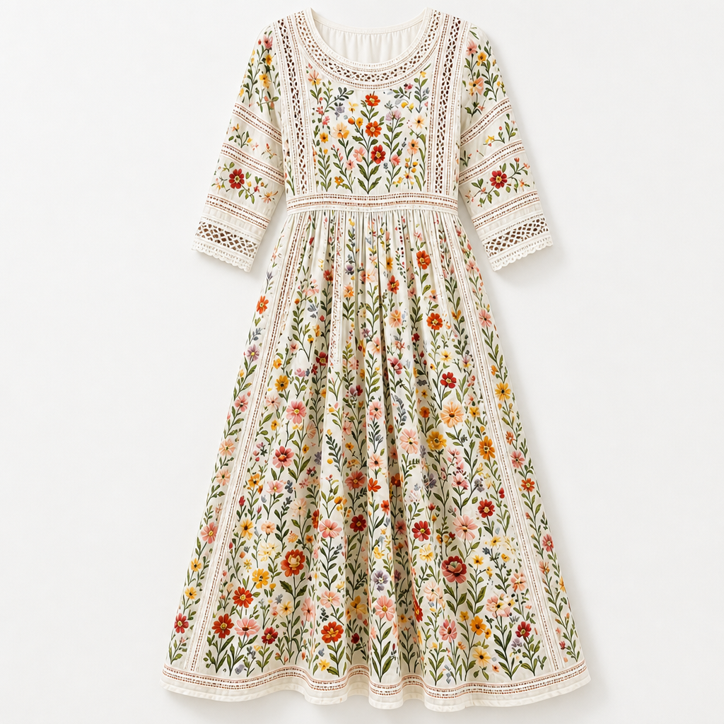 Nellie Crochet Midi Dress