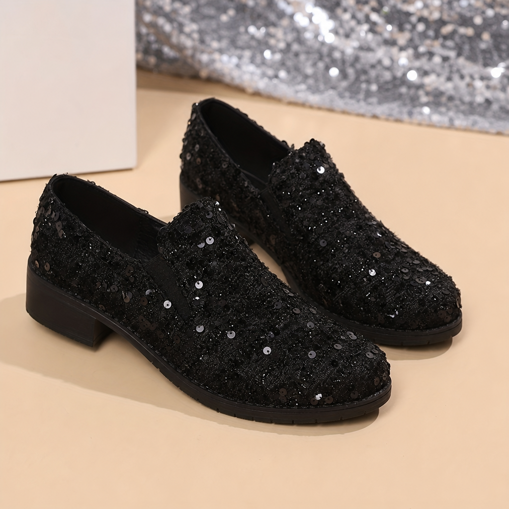 Lucinda Shimmer Block Heel Loafers