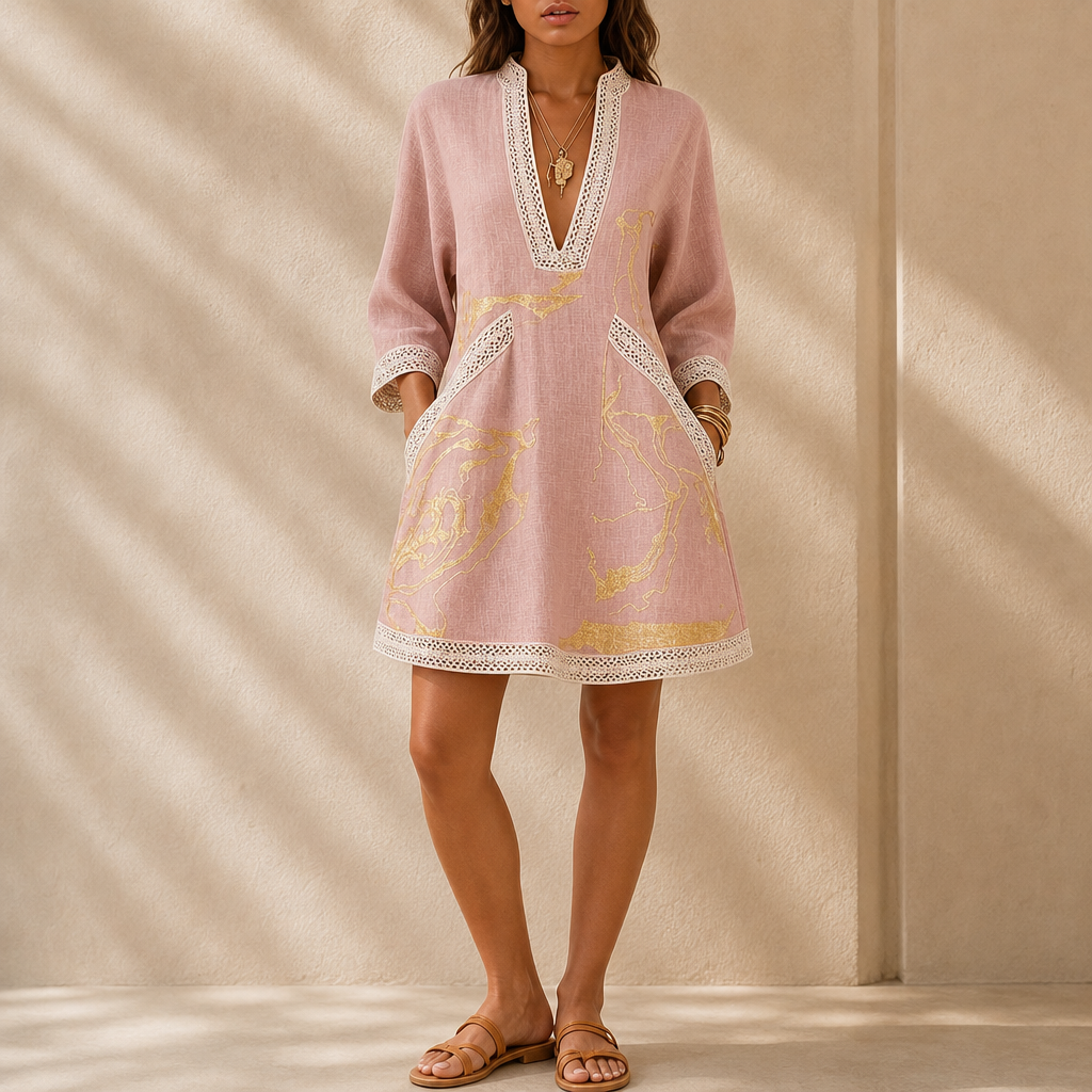 Sylvie Printed V-Neck Mini Dress