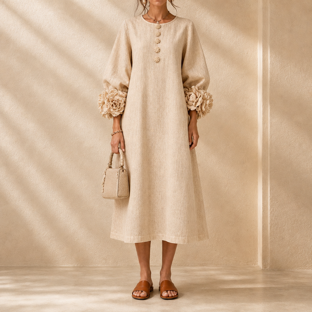 Della Flower Sleeve Midi Dress