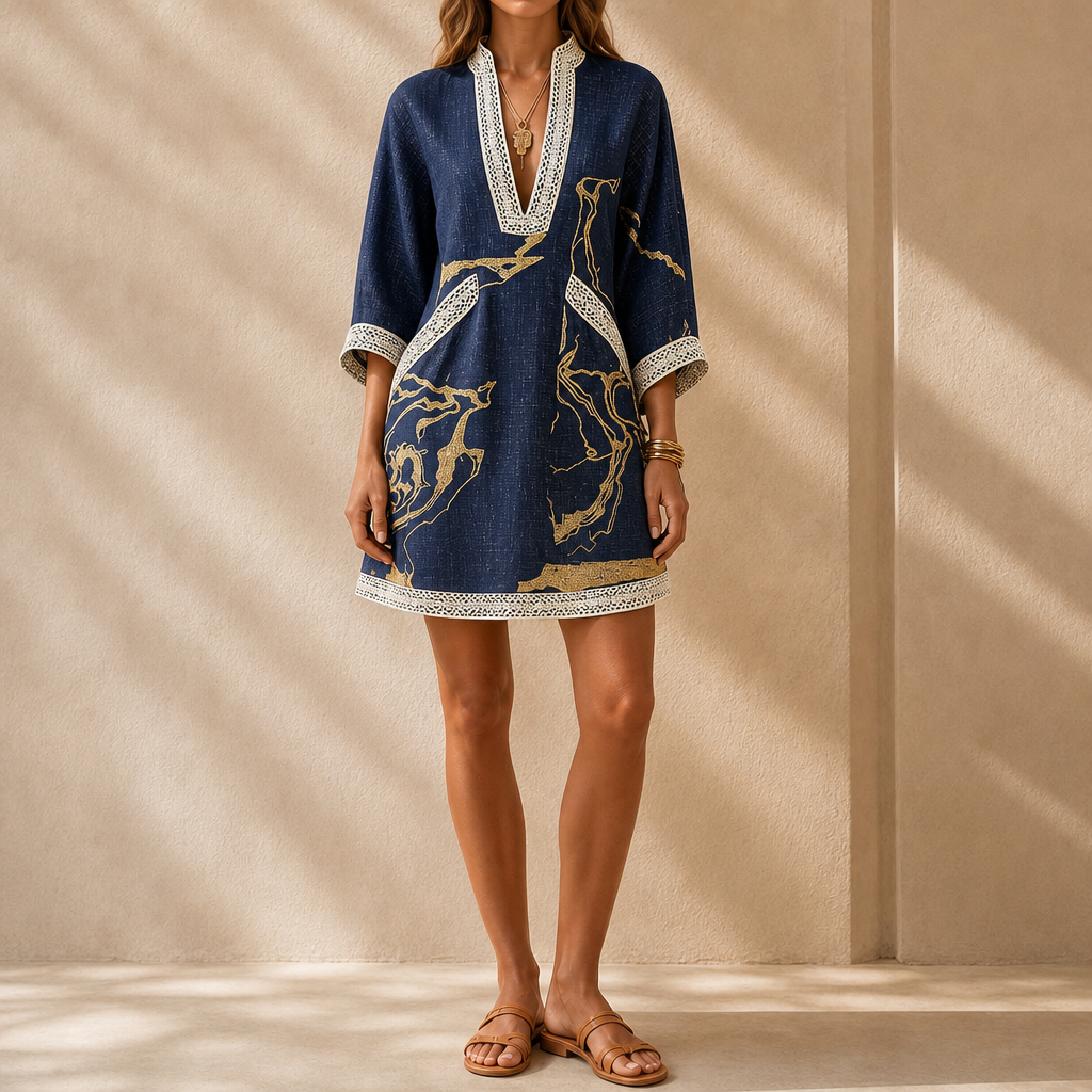 Sylvie Printed V-Neck Mini Dress