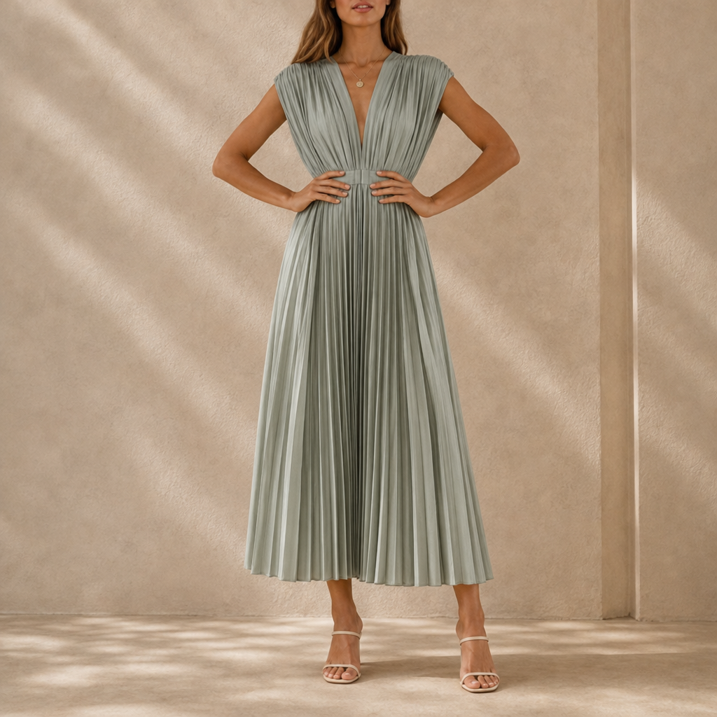Hattie Pleated Midi Dress