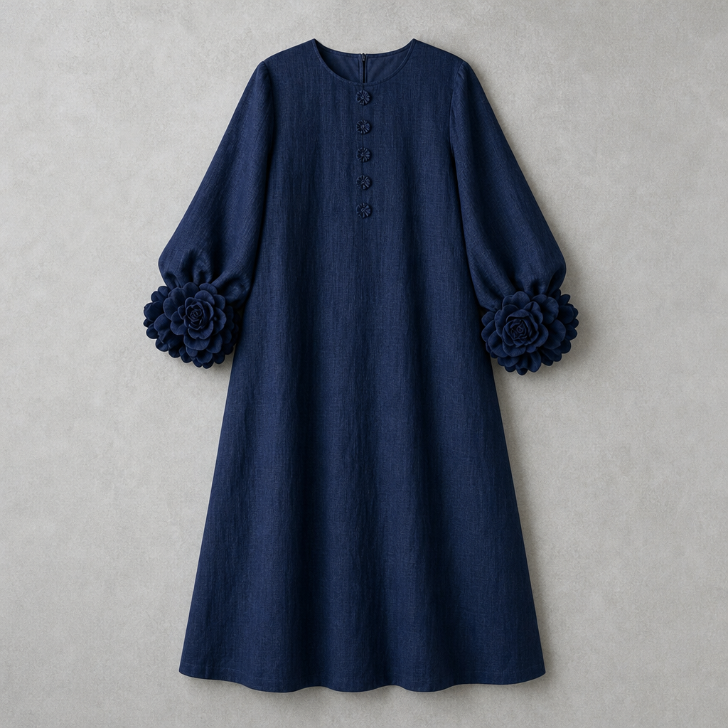 Della Flower Sleeve Midi Dress